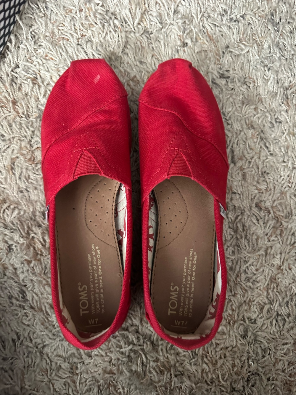 Toms Red Canvas Slip-On Flats